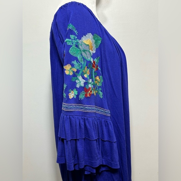 Altar’d State Boho Embroidered Floral Bell Sleeve Off The Shoulder Blouse - Picture 5 of 14